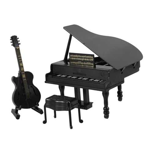 BESTonZON 1 Satz Miniatur-Musikinstrument Miniatur-Spielzeughaus Puppenhausklavier Mini-Klavier Klavier Set Musikalische Puppenhaus Deko Mini-Piano-Skulptur winzige Gitarre Plastik von BESTonZON