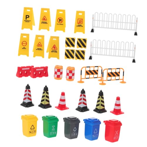 BESTonZON 1 Satz Miniatur-verkehrssperre Mini-barrikade Verkehrsschild Spielzeug Für Kinder Mini-straßenschild Mini-verkehrsbarriere Mini-simulationsstraßenschild Miniatur Barrikade Plastik von BESTonZON