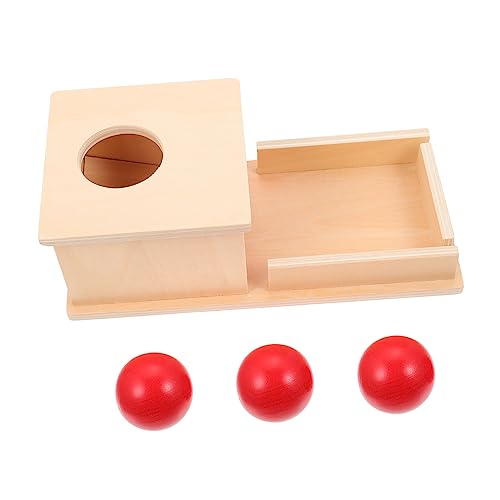 BESTonZON 1 Satz Montessori Lehrmittel Ball-Drop-Spielzeug Bälle Montessori-Spielzeug Babybank Dauerhaftes Spielzeug Gehirnspielzeug Sportspielzeug Für Babys Babyschublade Rot Hölzern von BESTonZON