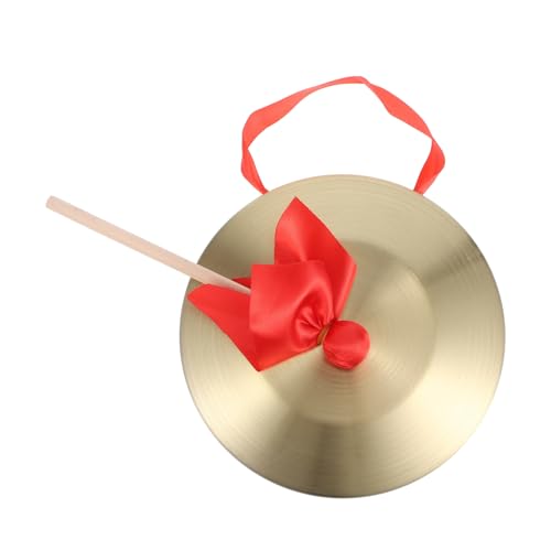 BESTonZON 1 Satz Musik Instrumente für Kinder Handgong Schlaginstrument musikspiel Schlagzeug Mini-Gong Gong mit Band Tragbares Gong-Instrument chinesisches gong-Instrument Buchenholz Golden von BESTonZON