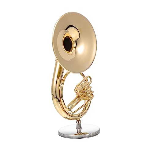 BESTonZON 1 Satz Musikinstrumentenmodell Waldhorn-Statue Sousaphon-Modell Schmücken Sousaphon-Statue Musikalisches Spielzeug Simuliertes Sousaphon-Modell 24 Karat Vergoldetes Kupfer Golden von BESTonZON