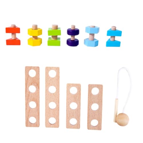 BESTonZON 1 Satz Nuss Spielzeug Kinder basteln Kinder Puzzle Kinderhandwerk farbige Streichhölzer DIY-Konstruktionsspielzeug Schraube Spielbrett Frühpädagogisches Spielzeug hölzern Colorful von BESTonZON