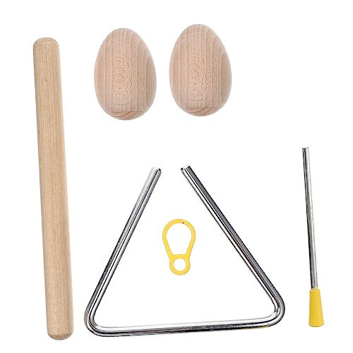 BESTonZON 1 Satz Orff-Instrument Instrument Für Kinder Musikalisches Spielzeug Schlaginstrument Maracas Musikinstrumente Dreieckige Abendglocke Schlagwerk Aus Holz Schlagzeug-Musical Metall von BESTonZON