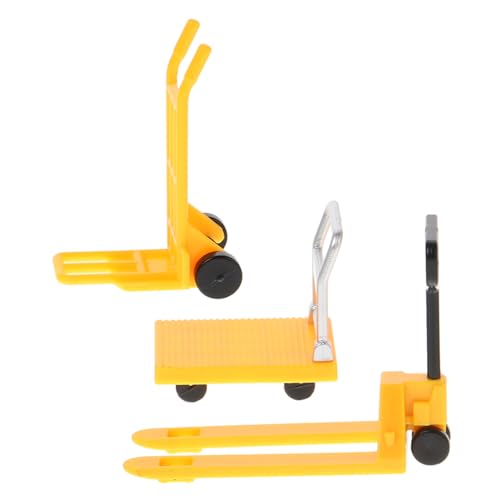 BESTonZON 1 Satz Parkplatz Für Den Straßenverkehr Miniatur- Mit Beweglichem Werkzeug Cartoon-Kunststoff-Gabelstapler Miniatur-handwagen Baufahrzeug Yellow Plastik von BESTonZON