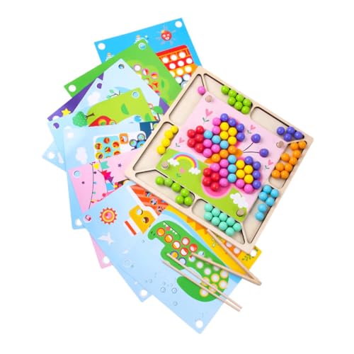 BESTonZON 1 Satz Perlenspielzeug Spielzeug Stapeln Puzzle-Spielzeug Spielzeug Zählen Und Sortieren Spielzeug Zum Abschneiden Von Perlen Clip-perlen-Puzzle Kinderspielzeug Colorful Hölzern von BESTonZON