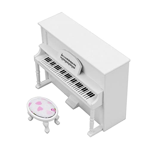 BESTonZON 1 Satz Puppenhaus-Klavier Klavier Modell Miniatur-puppenhaus- DIY-landschaftsstütze Mikrolandschaftsdekor Miniatur-klaviermodell Mini-Piano- Stoff Weiß von BESTonZON