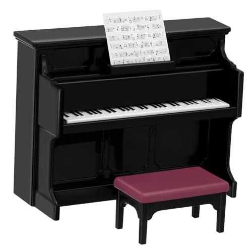 BESTonZON 1 Satz Puppenhaus-Klavier Kleine Wohndekoration Spielen Miniaturklavierspielzeug Schemel Mini Klavier Kinder Spielzeug Klavier Mini-Verzierung Miniatur-Wohndekoration Plastik Black von BESTonZON