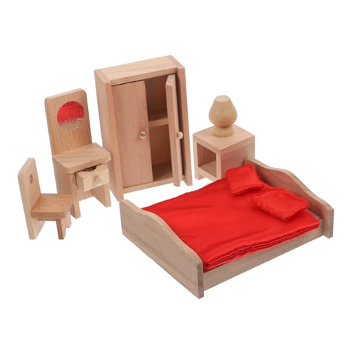 BESTonZON 1 Satz Puppenhaus-Spielzeugset aus Holz Kinder holzspielzeug Dekoration Schlafzimmer Kinderspielzeug Möbel für Puppenhäuser Wohnkultur Bausteine Hauszubehör Mini-Hausmöbel hölzern von BESTonZON