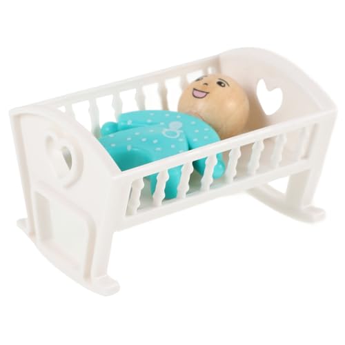 BESTonZON 1 Satz Puppenhausbett Mini Hausbett Zubehör Für Puppenhäuser Mini-hausmöbel Babypuppenbett Puppenhaus-miniaturkrippe Puppenstubenmöbel Puppenhaus Babybett Mini-Kinderbett Holz von BESTonZON