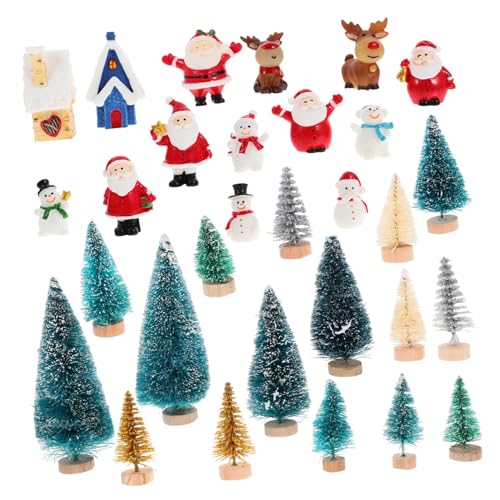 BESTonZON 1 Satz Puppenhausdekoration Weihnachtsmann-Figur Mini-weihnachtsfigur Puppenhaus-miniaturen Mini-weihnachtsbäume Mini-Weihnachtsbaum Weihnachtsminiaturfiguren Mini- Hölzern von BESTonZON