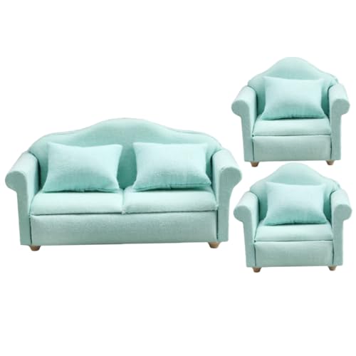 BESTonZON 1 Satz Puppenhaussofa Winziges Sofadekor Mini-sofamöbel Möbel Für Puppenstuben Mini-Sofa-Figur Entzückendes Sofa Miniaturpuppen Puppenhaus Sofa Selber Machen Stoff Green von BESTonZON