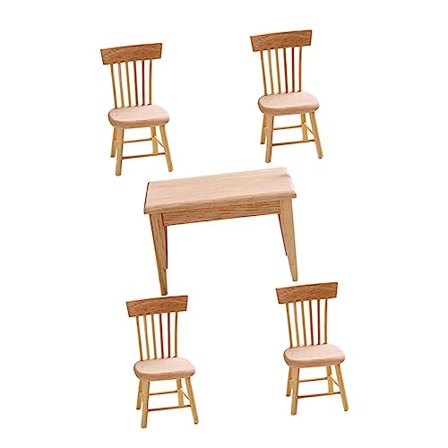 BESTonZON 1 Satz Puppenstubenstuhl Dekorative Figuren Schreibtischdekorationen Kleines Esszimmer-Spielzeug Puppenhausmöbel Holzstuhlmodell Spielset Aus Holz Mini Hölzern Kleiner Schreibtisch von BESTonZON