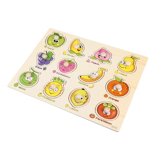 BESTonZON 1 Satz Puzzle Rätsel Für Kinder Alphabet-Spielzeug Lernspielzeug Für Kinder Spielspielzeug Mit Früchten Formspielzeug Früchte-lernrätsel Kleinkindspielzeug Colorful Hölzern von BESTonZON