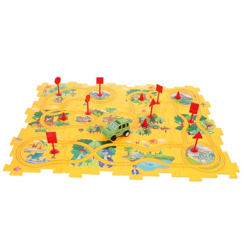 BESTonZON 1 Satz Puzzle-Schienenauto laubsägen Set für für spielsachen für hühner Kid Toys Bahngleise für Kleinkinder Puzzle-Track Plastik Yellow von BESTonZON