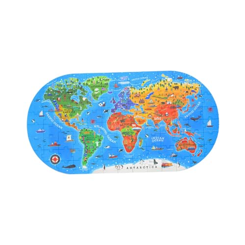 BESTonZON 1 Satz Puzzle Schmusespielzeug Farberkennungsspielzeug Englisches Lernspielzeug Geographie Rätsel World map laubsägen für Kinder + Weltkartenrätsel Kinder rätseln Papier Blue von BESTonZON