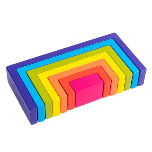 BESTonZON 1 Satz Quadratische Regenbogen-Bausteine holzspielzeug für Kid Toys Holzblockspielzeug Kinderspielzeug Frühpädagogisches hölzern Colorful von BESTonZON