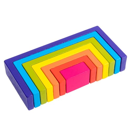 BESTonZON 1 Satz Quadratische Regenbogen-bausteine Spielzeug Bausteine ​​Bauen Geometrischer Block Kindergartenbedarf Colorful Hölzern von BESTonZON