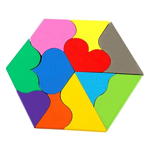 BESTonZON 1 Satz Rätsel Puzzle mit geometrischer Form für Kinder Sechseck-Puzzle Puzzles für sicherheitsleine für Kinder kinderpuzzle kinderspielzeug Holzpuzzles Bambus Colorful von BESTonZON