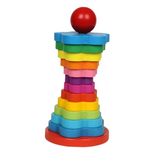 BESTonZON 1 Satz Regenbogenturm Lernspielzeug für Kinder Regenbogensäule Spielzeug interaktive Spiele interaktives Spielzeug Früherziehungsspielzeug Kinderspielzeug aus Holz hölzern von BESTonZON