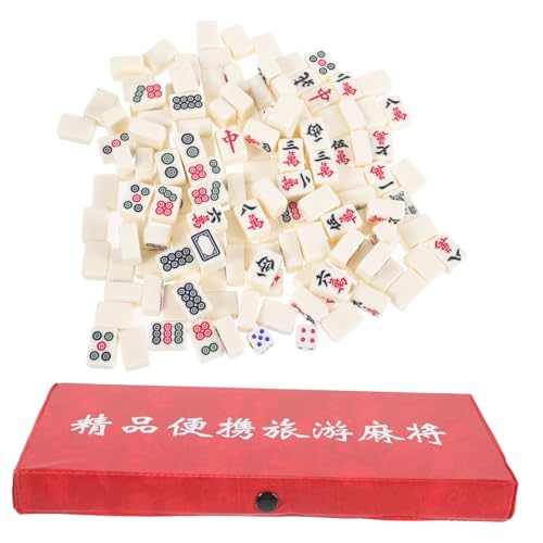 BESTonZON 1 Satz Reise-Mahjong-Melaminfliesen Legespiel Minispiel tragbar Mahjong-Zubehör Mini-Mahjong-Set Tragbares Mahjong-Set Chinesische Mahjong-Fliesen Reise-Mahjong-Spiel von BESTonZON