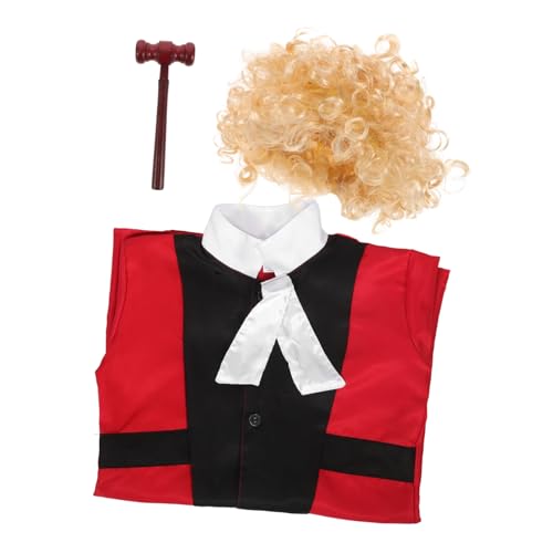 BESTonZON 1 Satz Richterkostüm Kinder Richterperücke Kinder Richterhammer Bühnenoutfit für Kinder Partyhammer Richterin für Babykostüme Spielhaus-Party-Perücke Juror für -Outfits Plastik von BESTonZON