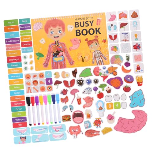 BESTonZON 1 Satz Ruhiges Buch Zur Früherziehung Kognitionsaufkleber Buch Mit Pädagogischen Aufklebern Zum Selbermachen Kinder Lernen Aufkleber Kleinkinder Lernbuch Themen-stickerbuch Papier von BESTonZON