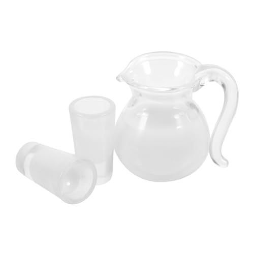 BESTonZON 1 Satz Saftmilchglaskrug Mini-Tasse Mini-Wasserbecher puppenhaus küche Dekoration Puppenhausminiaturen Miniatures Milk jug Miniatur-Puppenhaus-Zubehör Mini-Wasserkocher Harz Weiß von BESTonZON