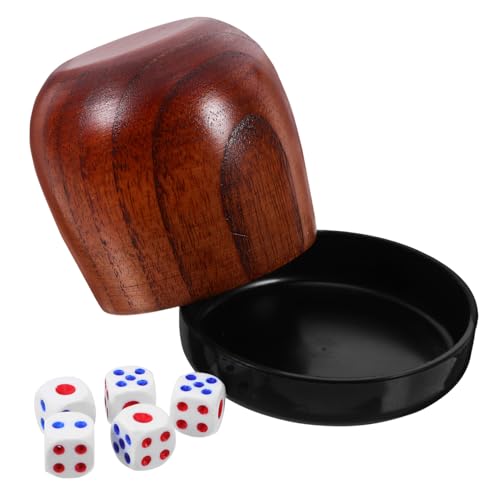 BESTonZON 1 Satz Satz Würfelbecher-Set Brettspiele Shaker Karte Würfelspiel intelligente Spiele Tischspiel Zubehör Bar- und KTV-Zubehör Würfelstapelbecher Spiel-Requisiten Holz Brown von BESTonZON