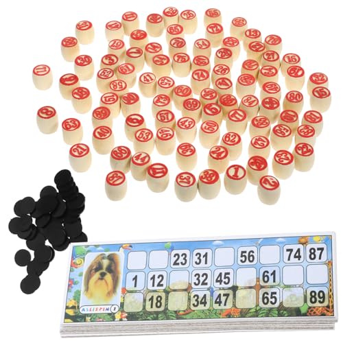 BESTonZON 1 Satz Satz Zahlenschachspiel Kartenspiel Tischspiele Dame Brettspiel Logo-Spiel Bausatz Figurenschachspiel Klassische Spiele Bingo-Maschine Spielzeuge Bingo-Karten Hölzern von BESTonZON