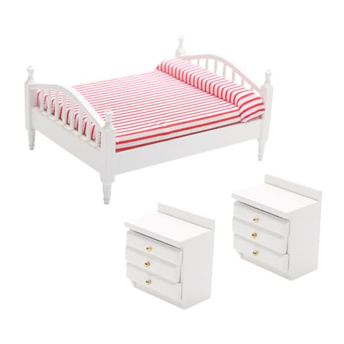 BESTonZON 1 Satz Simulation Doppelbett sicherheitsleine für Toys puppenstubenmöbel Safe Haushaltskinderspielzeug Mini-Möbel für den Haushalt hölzern Rosa von BESTonZON