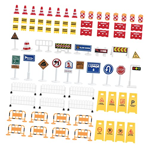 BESTonZON 1 Satz Simulierte Verkehrsbarrikaden Schaum Dekoration Kettensäge Umschlagaufkleber verkehrsschilder verkehrserziehung Straßenschild Straßensperre Zeichen Plastik von BESTonZON