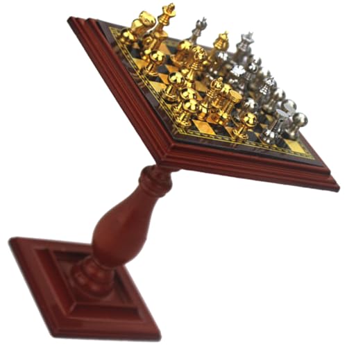 BESTonZON 1 Satz Simuliertes Schach Dame Punktzahl tragbares Schach Mini- klein Miniatures tischdeko esstisch Innenraum des Spielbretts Zubehör für Tischspiele hölzern Brown von BESTonZON