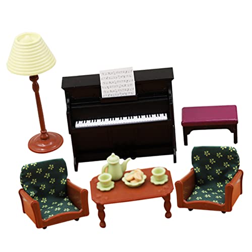 BESTonZON 1 Satz Sofa Klavier Teese Rvice Stehlampe Mikro-landschaftsmöbel Miniatur-Musikinstrument Möbelzubehör Realistisches Miniaturspielzeug Aus Holz Filigranes Miniaturmodell Plastik von BESTonZON