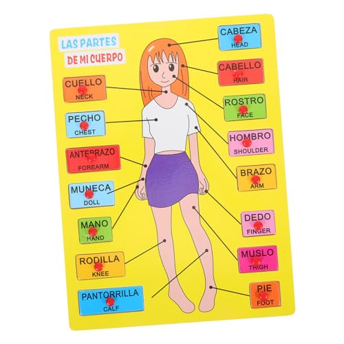 BESTonZON Kinder Sprache Körperteile Puzzle Holz Pädagogisches Spielzeug Kinder Anatomie Lernspiel Holzstücke von BESTonZON