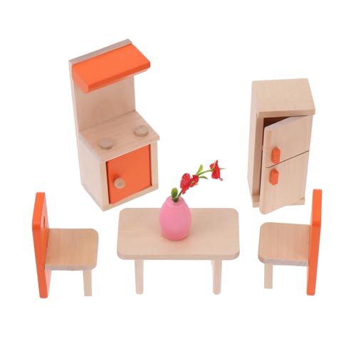 BESTonZON 1 Satz Spielhaus Spielzeug Mini-Möbelmodell Puppenstuben-Esszimmerstühle kinderspielzeug küchenspielzeug für Kinder kognitives Spielzeug Rollenspiele für Kinder Stoff Orange von BESTonZON