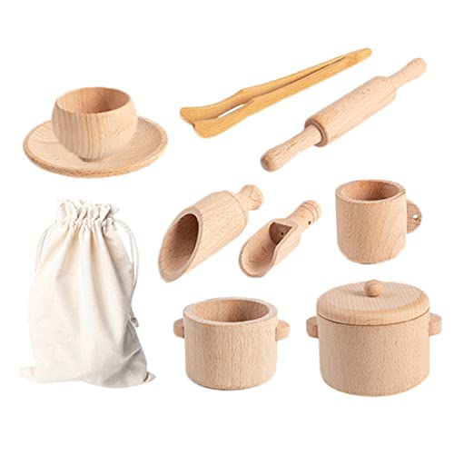 BESTonZON 1 Satz Spielhaus Teeservice Mädchen Kinderanzug Fall küchenspielzeug für Kitchen Toys for für 4-jährige Mädchen Kinderspielzeug für Mädchen hölzern von BESTonZON