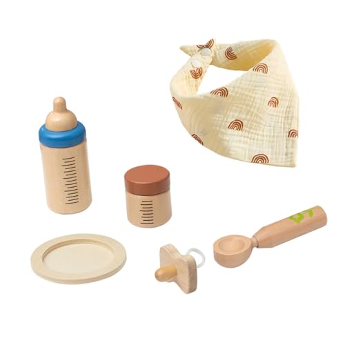 BESTonZON 1 Satz Spielzeug Zum Füttern Mit Der Flasche Miniatur-babyflaschen Kinderspielzeug Spielzeug-Flasche Puppen, Die Flaschen Füttern Besteck Mädchenspielzeug Nuckelflasche Holz von BESTonZON