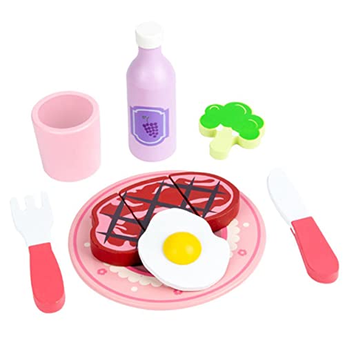 BESTonZON 1 Satz Steak-Food- küchenspielzeug für Kitchen Toys for für Mädchen gefälschtes Essen Lebensmittelspielzeug aus Holz Spielzeugküchenzubehör hölzern von BESTonZON