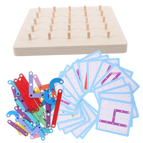 BESTonZON 1 Satz Stecktafel Mit Zahlen Und Buchstaben Lehrtafel Puzzle Kleinkind Geobrett Aus Holz Kleinkindpuzzles Aus Holz Nagelbrett Aus Holz Holzpuzzles Für Kleinkinder Hölzern von BESTonZON