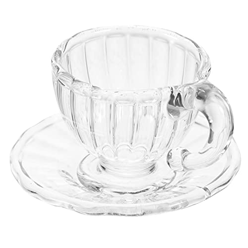 BESTonZON 1:12 Miniatur Teetasse Set Zarte Glas Teetasse Tablett für Puppenhaus von BESTonZON