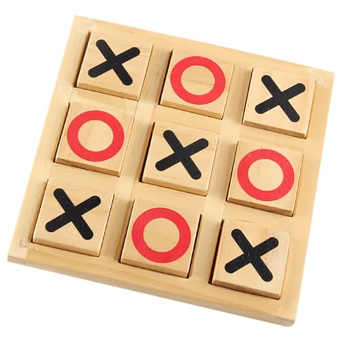 BESTonZON 1 Satz -Toe Hinweis Brettspiel Schach Ketten-dreieck-Spiel Planke Sequenz Brettspiel Pracht-brettspiel Tischspiel Partygeschenke Xo Schachbrett Schachbrett Holz Khaki von BESTonZON