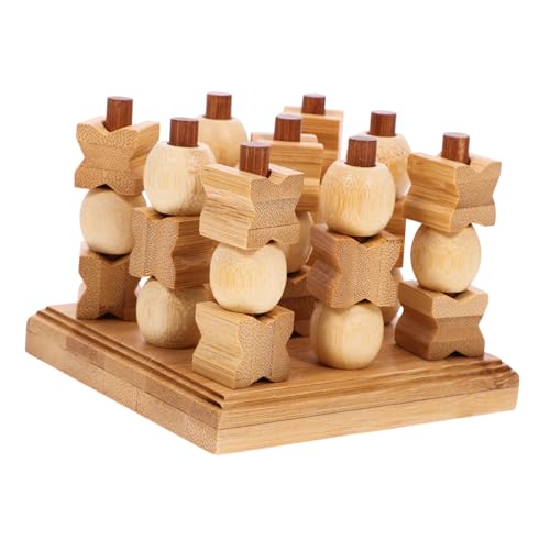 BESTonZON 1 Satz -Toe Interaktives Eltern-Kind-Spielzeug 3D Verbinden Schach Lernspielzeug Für Das Gehirn Xo Tischspiel Schachspiel Spielzeug Schachbrett Für Kinder Hölzern von BESTonZON