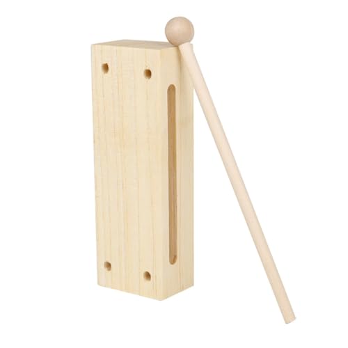 BESTonZON 1 Satz Ton Klöppelinstrumente Musikspielzeug Rhythmusblock Mit Schlägel Zweiton Musikinstrument Zweiton Schlaginstrument Musikunterrichtsbedarf Holz Beige von BESTonZON