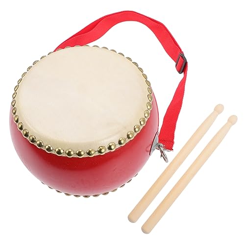 BESTonZON 1 Satz Trommel Kinderspielzeug Bildung Percussion-Instrument Percussion-Floor-Drum Kinder früh Musical Bildungsspielzeug Musikinstrument Schlaginstrument Musikspielzeug Holz rot von BESTonZON