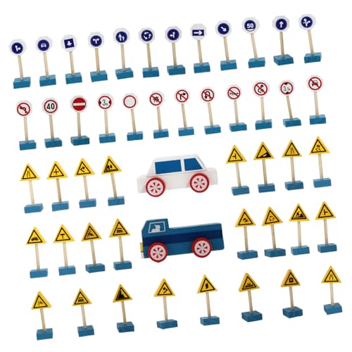 BESTonZON 1 Satz Verkehrszeichen Baumodell Auto Bauen Für Den Straßenverkehr Für Straßensperren Zeichen Bauzeichen Holz von BESTonZON