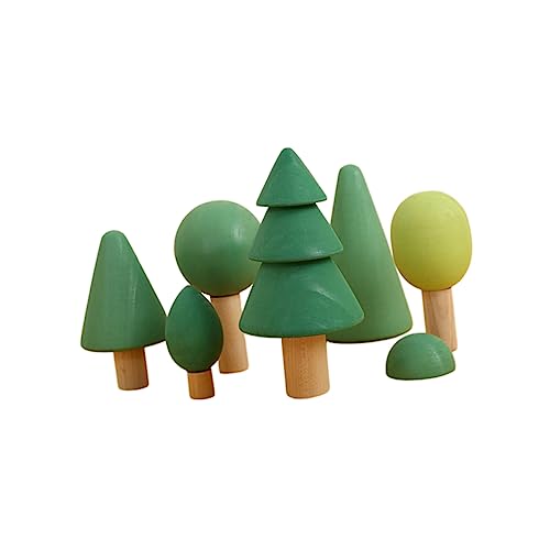 BESTonZON 1 Satz Waldbausteine ​​Spielzeug Kinderpuzzle Flaschenbürste Baum Weihnachten Baumbauspielzeug Dorfbäume Lernspielzeug Für Kinder Miniaturbäume Zum Basteln Geometrie Bausteine Holz von BESTonZON