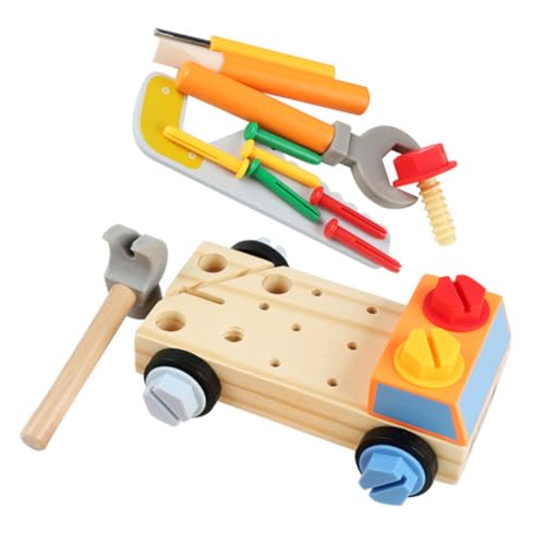 BESTonZON 1 Satz Werkzeugkasten Reparieren Puppenwagen Werkzeugkästen Werkzeugkiste Werkzeugkoffer Spielzeug Werkzeugwagen Schraubenzieherbrett Kinder Bauen Holzauto Zusammen Hölzern von BESTonZON