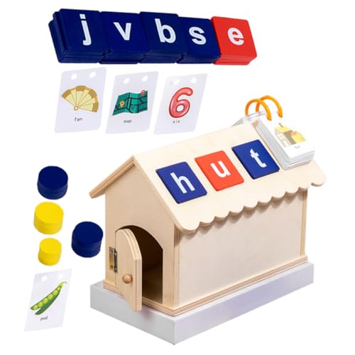 BESTonZON 1 Satz Wortbuchstabierspielzeug Lernspielzeug für das englische Alphabet Lernspielzeug für englisches buchstabierspiel Buchstabenblock für Kinderspielzeug Holz von BESTonZON