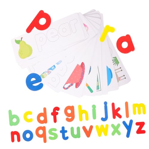 BESTonZON 1 Satz Zahlen-Buchstaben-paarung Frühe Nummernerkennung Zahlen-Matching-Spiel Farberkennungsspielzeug Entwicklungsspielzeug Rechtschreiblernspielzeug Holzspielzeug Papier Colorful von BESTonZON