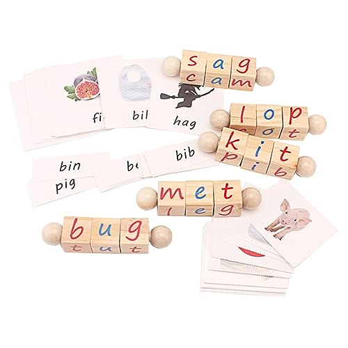 BESTonZON 1 Satz Zauberwürfel des Alphabets Kinderspielzeug Englisches Wortbuchstabierspielzeug Alphabet-Spielzeug Gehirnspielzeug Pädagogisches Spielzeug Puzzlematte Holzpuzzle Khaki Papier von BESTonZON